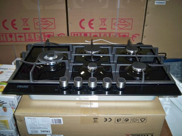 Gas kookplaat inbouw Frilec type Koln-775-ST-GBL gas op glas