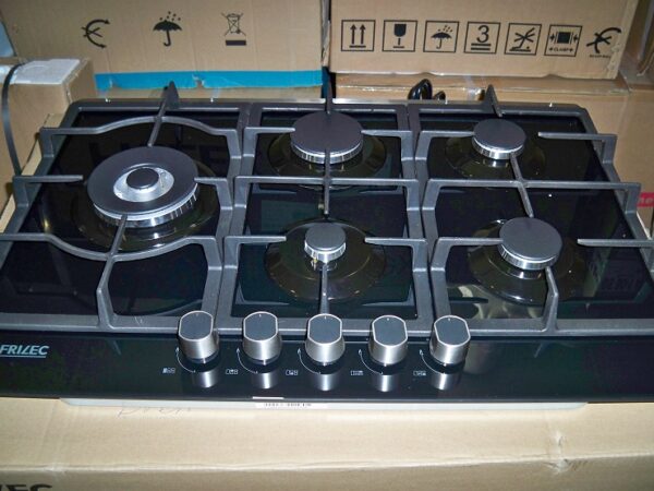 Gas kookplaat inbouw Frilec type Koln-775-ST-GBL gas op glas