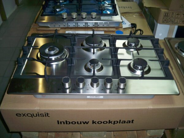 Gaskookplaat inbouw INOX Exquisite type EGK 775 STX ( NIS 60-70 cm)