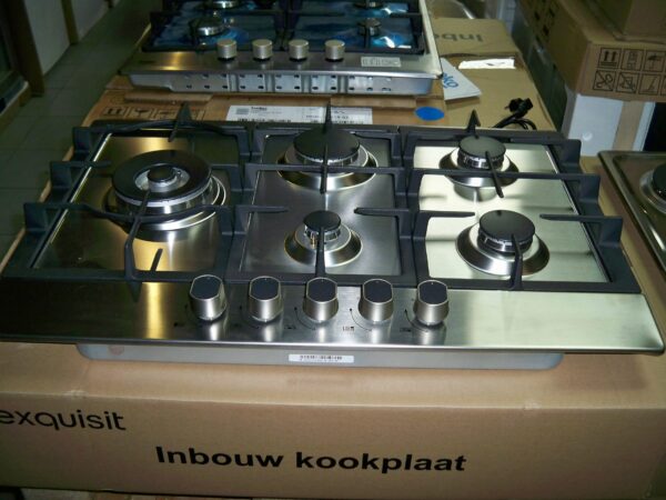 Gaskookplaat inbouw INOX Exquisite type EGK 775 STX ( NIS 60-70 cm)